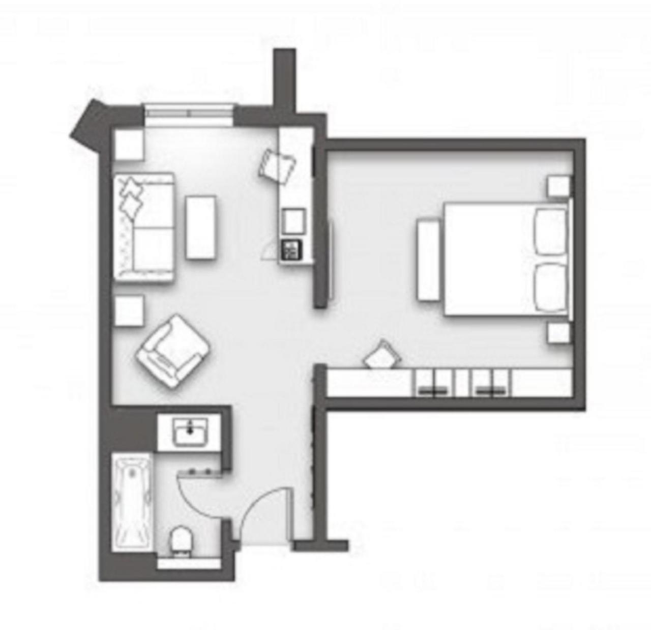 Boulevard Hotel Blackpool Oda fotoğraf A studio apartment layout